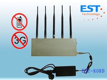 5 Antenna 33dBm Cell Phone Signal Jammer / Blocker EST-808D For Custom