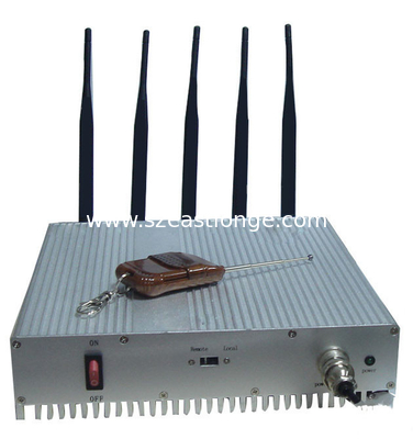 Remote Control 3G Cell Phone Signal Jammer 5 Bands Stationary Indoor Use