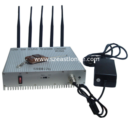 Remote Control 3G Cell Phone Signal Jammer 5 Bands Stationary Indoor Use